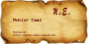 Mehler Emmi névjegykártya